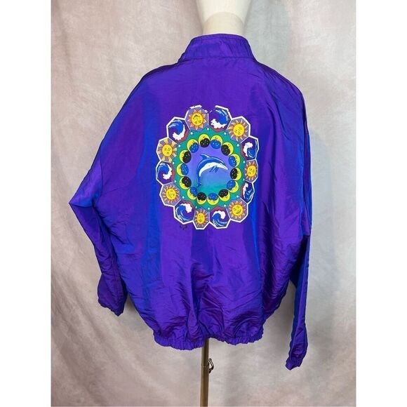 Vintage Plus Size Dolphin Celestial Windbreaker XL 90s 80s - Picture 5 of 8